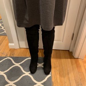 Over the Knee Black Wedge Boots